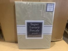 15 X BRAND NEW SUPER LUXURY PERCALE BY RHAPSODY FITTED SHEET 137 X 191CM SAGE