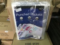 120 X BRAND NEW PACKS OF 40 PUNCHED HOLE PLASTIC POCKETS