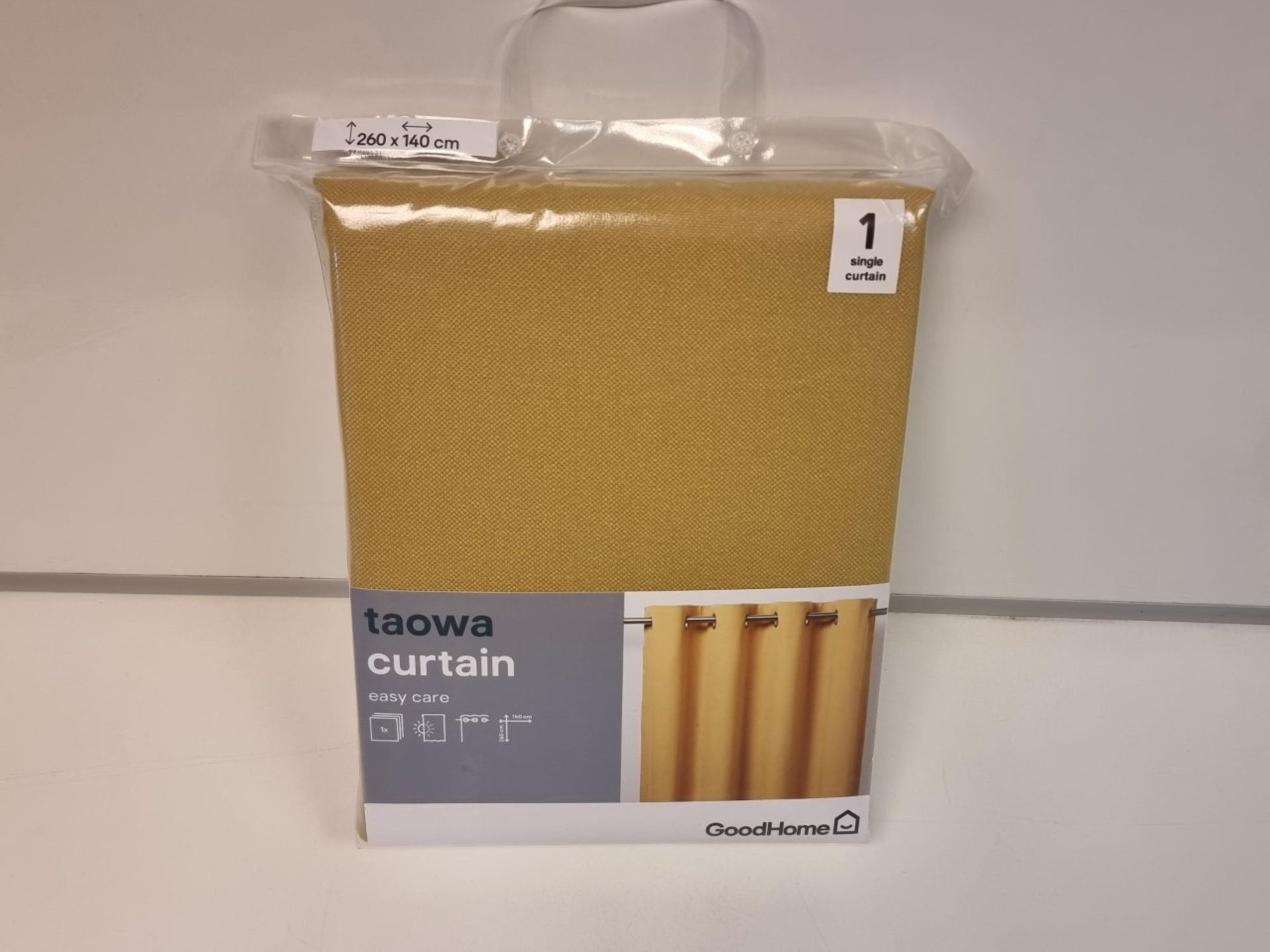 8 X BRAND NEW PACKAGED TAOWA CURTAIN - YELLOW - SIZE: 260 x 140CM