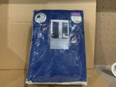 4 X BRAND NEW THE ELEGANCE COLLECTION BASKETWEAVE BLUE CURTAINS SIZE 90 X 72 INCHES (229 X 183CM)