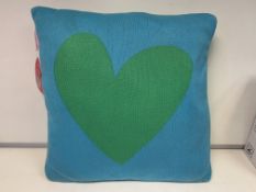 10 X BRAND NEW AGATHA RUIZ DE LA PRADA CORAZON AZUL VERDE CUSHIONS 45 X 45CM RRP £40 EACH