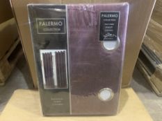 5 X BRAND NEW PALERMO COLLECTION DAMSON FULLY LINED EYELET CURTAINS 228 X 228CM