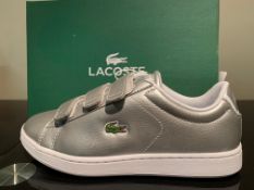 NEW & BOXED LACOSTE TRAINERS SIZE JUNIOR 3 (324 UPSTAIRS)