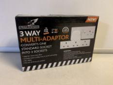 4 X NEW BOXED FALCON 3 WAY MULTI ADAPTORS. CONVERS ONE STANDARD SOCKET INTO 3 SOCKETS (320/28)