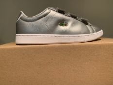 NEW & BOXED LACOSTE TRAINERS SIZE JUNIOR 4 (316 UPSTAIRS)