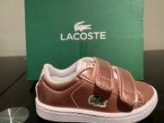 NEW & BOXED LACOSTE TRAINERS SIZE INFANT 3 (277 UPSTAIRS)