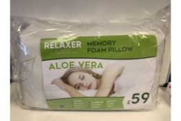 PALLET TO CONTAIN 24 x NEW SEALED RELAXER CLASSIC LUXURY MEMORY FOAM PILLOWS. PRICE MARKED AT £59