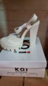 PALLET TO CONTAIN 100 X NEW BOXED PAIRS OF VARIOUS LADIES SHOES/HEELS. ORIGINAL PALLET RRP VALUE