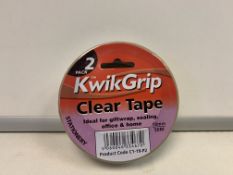 192 X BRAND NEW PACKS OF 2 KWIK GRIP 19MM X 50M CLEAR TAPE IN 2 BOXES