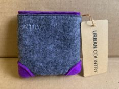 50 X BRAND NEW URBAN COUNTRY TRIANGLE POUCH COIN HOLDERS GREY AND PURPLE RRP £7 EACH