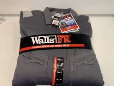 5 X BRAND NEW WALLS FLAME RESISTANT CONTRACTOR COVERALLS GREY 40 X 32 RRP £256 EACH