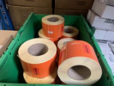 15 X ROLLS OF 1000 ORANGE QUARANTINE LABELS