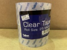 216 X BRAND NEW PACKS OF 25 METRE ROLLS OF CLEAR TAPE IN 3 BOXES