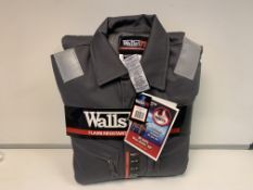 5 X BRAND NEW WALLS FLAME RESISTANT CONTRACTOR COVERALLS GREY 44 X 32 RRP £256 EACH