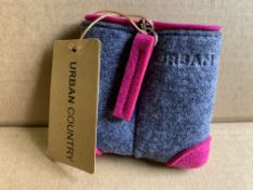 50 X BRAND NEW URBAN COUNTRY TRIANGLE POUCH COIN HOLDERS GREY AND CERISE RRP £7 EACH