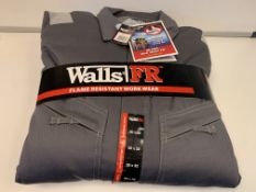 5 X BRAND NEW WALLS FLAME RESISTANT CONTRACTOR COVERALLS GREY 40 X 32 RRP £256 EACH