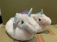 (NO VAT) 10 X BRAND NEW PINK UNICORN SLIPPERS SIZE 2/3