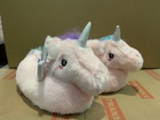 (NO VAT) 10 X BRAND NEW PINK UNICORN SLIPPERS SIZE 2/3