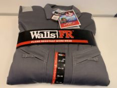 5 X BRAND NEW WALLS FLAME RESISTANT CONTRACTOR COVERALLS GREY 50 X 32 RRP £256 EACH