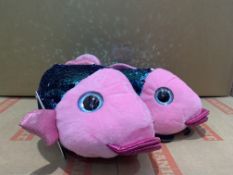 (NO VAT) 12 X BRAND NEW PINK FISH SLIPPER SIZE 2/3