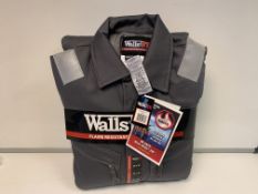 5 X BRAND NEW WALLS FLAME RESISTANT CONTRACTOR COVERALLS GREY 36 X 32 RRP £256 EACH