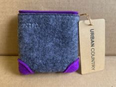 50 X BRAND NEW URBAN COUNTRY TRIANGLE POUCH COIN HOLDERS GREY AND PURPLE RRP £7 EACH