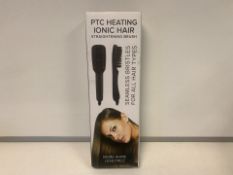 2 X NEW BOXED PTC HEATING IONIC HAIR STRAIGHTENING BRUSHES. RRP £24.99 EACH