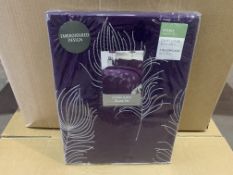 10 X BRAND NEW EMBROIDERED DESIGN FEATHER PURPLE DOUBLE DUVET SETS