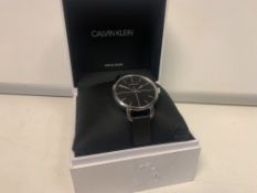CALVIN KLEIN WRIST WATCH WITH BLACK WATCH FACE AND BLACK STRAP PLUS DISPLAY BOX