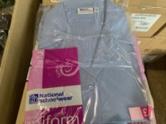 60 X BRAND NEW TWIN PACK GIRLS SCHOOL BLOUSES IN VARIOUS SIZES IN 20 BOXES