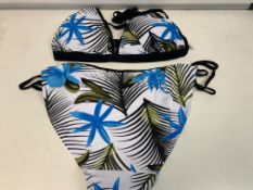 20 X BRAND NEW WHITE AND BLACK MULTI COLOUR BIKINI SWIMSUITS SIZES VARY BETWEEN 10,12,14 AND 16