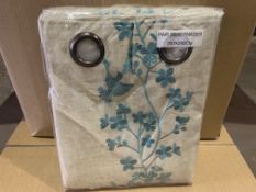 12 X PAIRS OF BRAND NEW CURTAINS WITH FLORAL DETAIL SIZE 200 X 250 CM