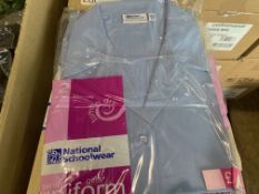 60 X BRAND NEW TWIN PACK GIRLS SCHOOL BLOUSES IN VARIOUS SIZES IN 20 BOXES