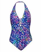 7 X BRAND NEW FIGLEAVES FIESTA NON WIRED HALTER PLUNGE SWIMSUITS MULTI LEOPARD SIZE 6