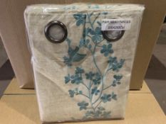 13 X PAIRS OF BRAND NEW CURTAINS WITH FLORAL DETAIL SIZE 200 X 250 CM
