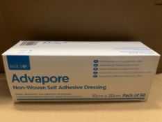 600 X NEW BLUE DOT ADVAPORE NON WOVEN SELF ADHESIVE DRESSING 10X30CM