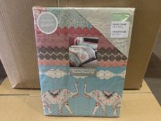 16 X BRAND NEW PAISLEY ELEPHANT PASTEL PRINTED DOUBLE DUVET SETS IN 1 BOX
