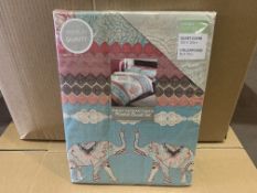 16 X BRAND NEW PAISLEY ELEPHANT PASTEL PRINTED DOUBLE DUVET SETS IN 1 BOX