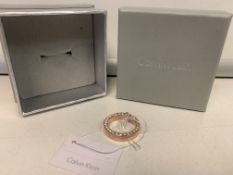 CALVIN KLEIN ROSE COLOURED FASHION RING WITH DISPLAY BOX