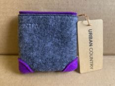 50 X BRAND NEW URBAN COUNTRY TRIANGLE POUCH COIN HOLDERS GREY AND PURPLE RRP £7 EACH (561/18)