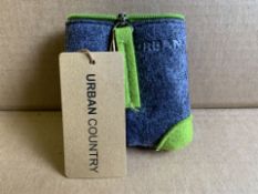 50 X BRAND NEW URBAN COUNTRY TRIANGLE POUCH COIN HOLDERS GREY AND GREEN RRP £7 EACH (556/18)