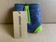 50 X BRAND NEW URBAN COUNTRY TRIANGLE POUCH COIN HOLDERS GREY AND GREEN RRP £7 EACH (557/18)