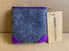 50 X BRAND NEW URBAN COUNTRY TRIANGLE POUCH COIN HOLDERS GREY AND PURPLE RRP £7 EACH (562/18)