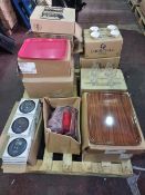 (P182) PALLET TO CONTAIN A LARGE QTY OF VARIOUS ITEMS TO INCLUDE ARCOROC GLASSES, DISH TEMP DISH