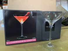 8 X BRAND NEW PACKS OF 6 CHEF AND SOMMELLIER 21CL CHAMPAGNE AND COCKTAIL GLASSES IN 2 BOXES