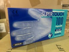 10 x BOXES OF 100 SUPER TOUCH BLUE VINYL POWDER FREE GLOVES SIZE MEDIUM