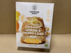 120 X NEW BOXED SUPERFOOD BAKERY ORGANIC LEMON & POPPY LOAF MIX (998/25)
