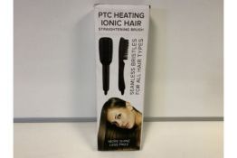 10 X NEW BOXED PTC HEATING IONIC HAIR STRAIGHTENING BRUSHES. RRP £24.99 EACH (1577/25)