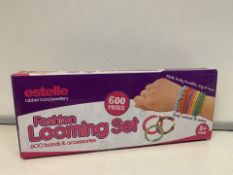 60 X NEW BOXED ESTELLE 600 PIECE FASHION LOOMING SETS. EACH INCLUDES 600 BANDS & ACCESSORIES (623/