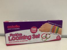 60 X NEW BOXED ESTELLE 600 PIECE FASHION LOOMING SETS. EACH INCLUDES 600 BANDS & ACCESSORIES (621/